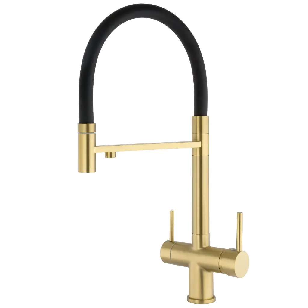 Acabado oro mate grifo 3 vías.webp